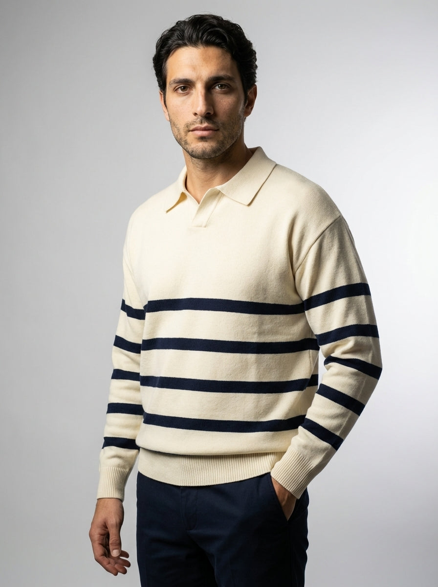 Men's Gauge Long Sleeve Knit Polo Shirt