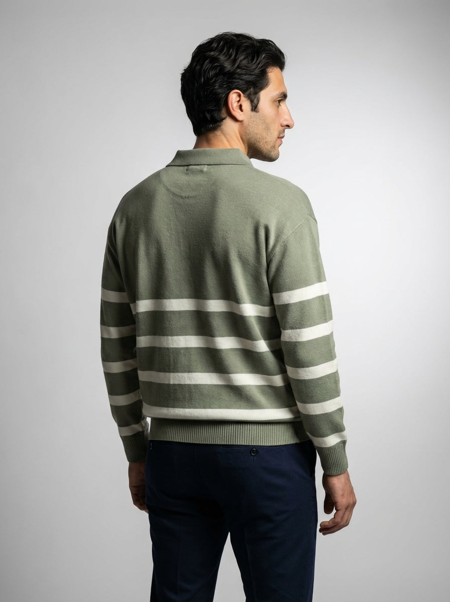 Men's Gauge Long Sleeve Knit Polo Shirt