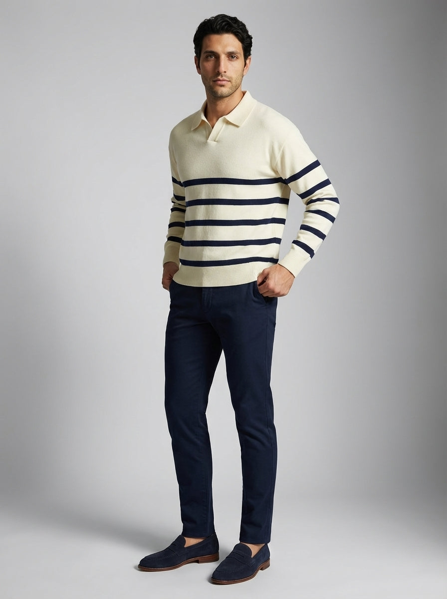 Men's Gauge Long Sleeve Knit Polo Shirt
