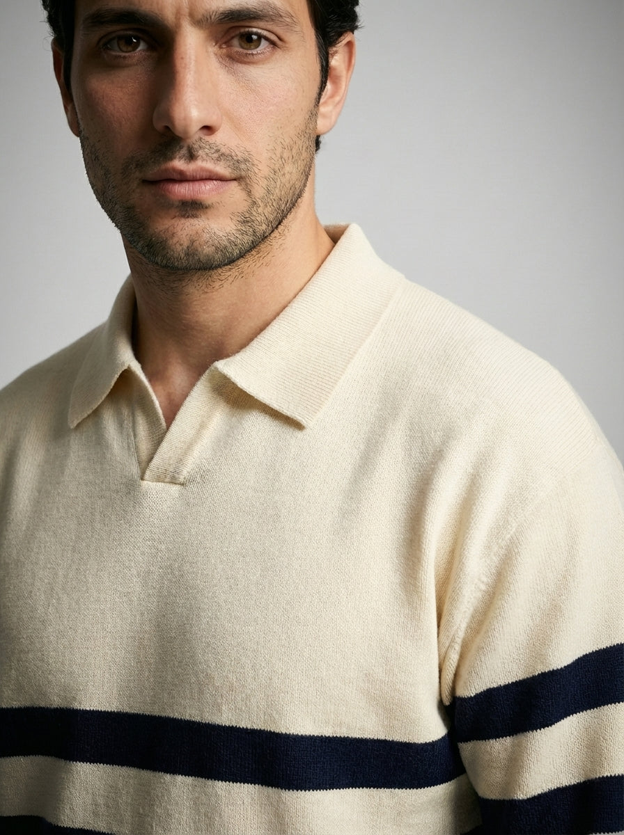 Men's Gauge Long Sleeve Knit Polo Shirt