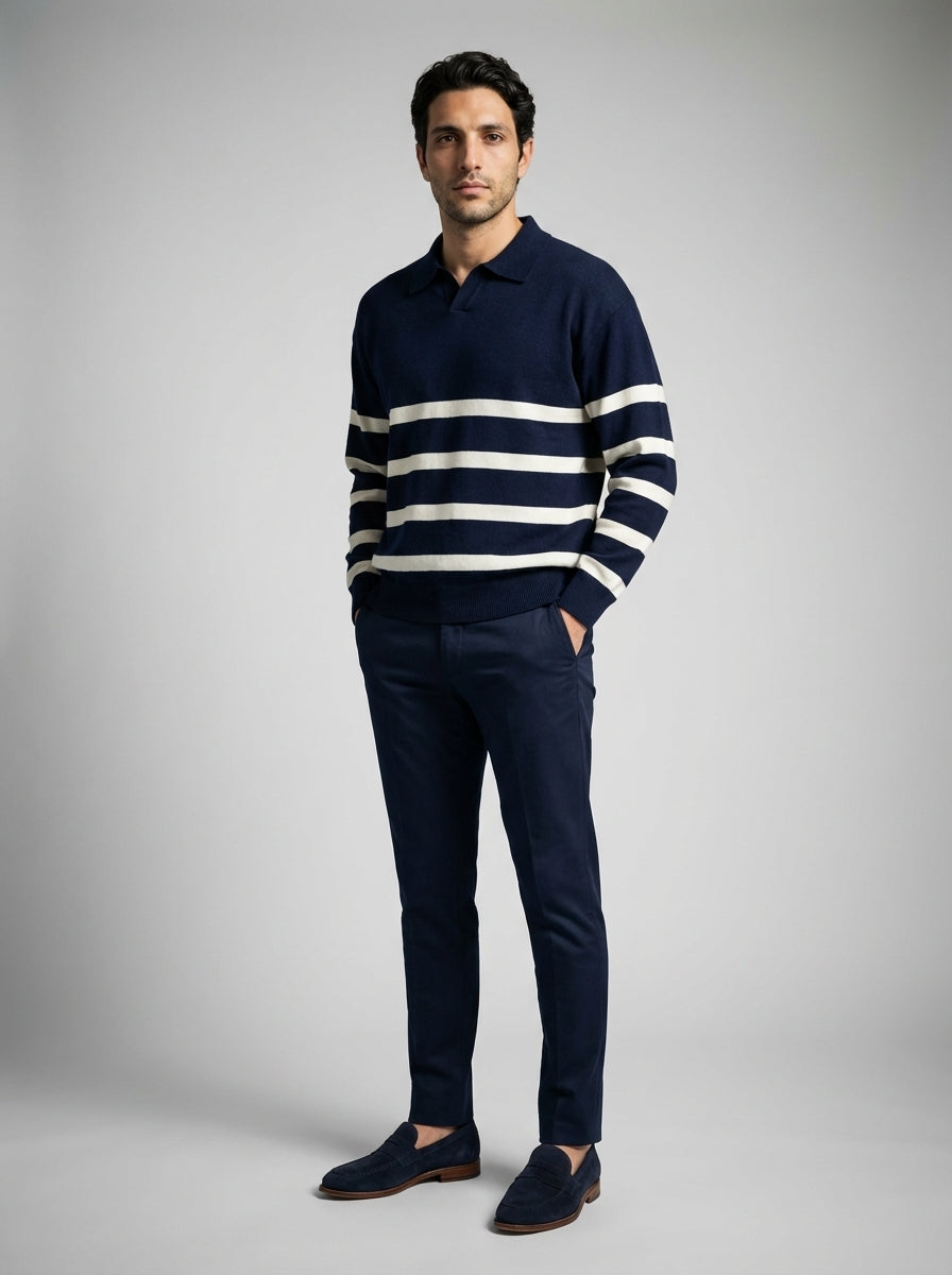 Men's Gauge Long Sleeve Knit Polo Shirt