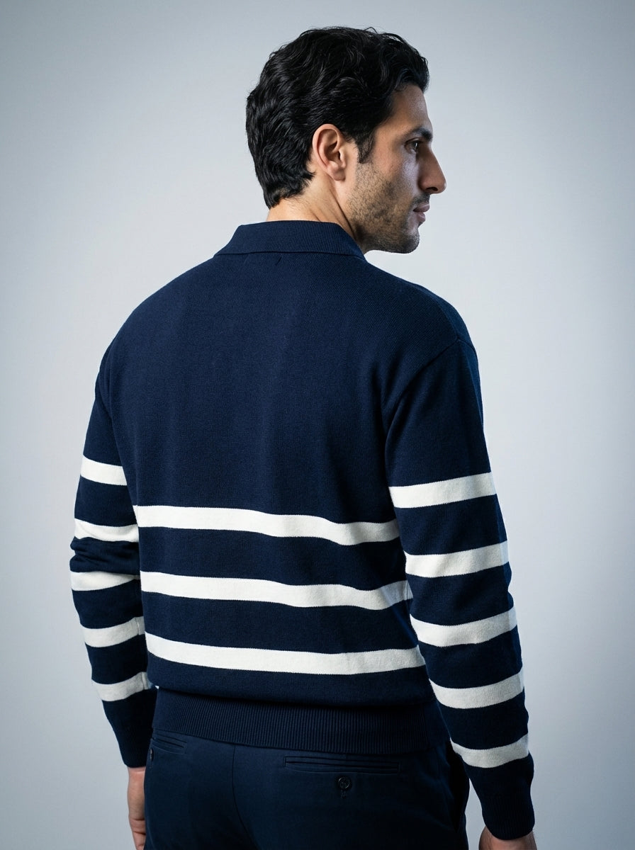 Men's Gauge Long Sleeve Knit Polo Shirt