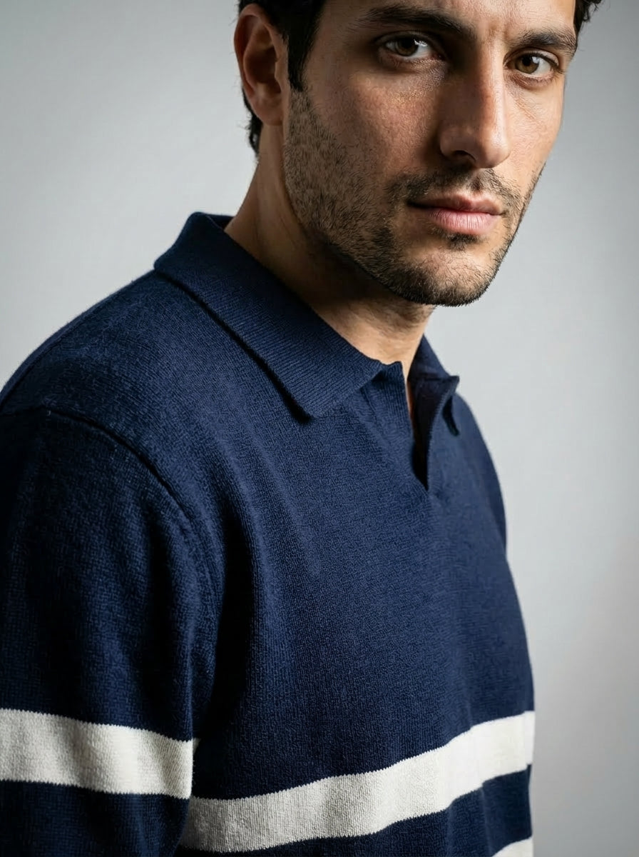 Men's Gauge Long Sleeve Knit Polo Shirt