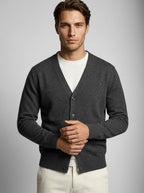 Men's Gauge V Neck Button Through Cardigan