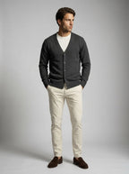 Men's Gauge V Neck Button Through Cardigan