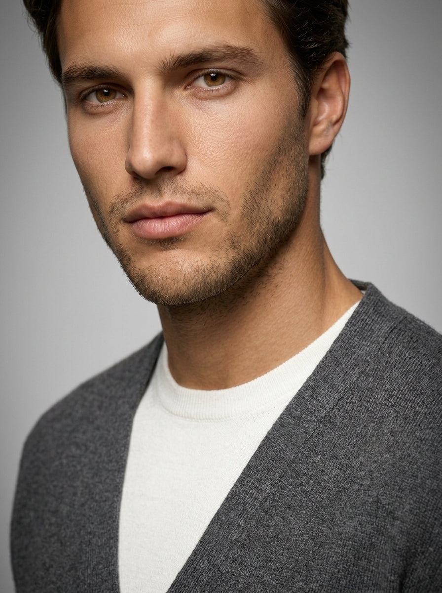 Men's Gauge V Neck Button Through Cardigan