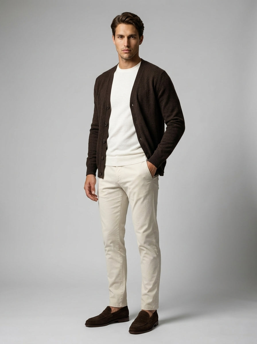 Men's Gauge V Neck Button Through Cardigan