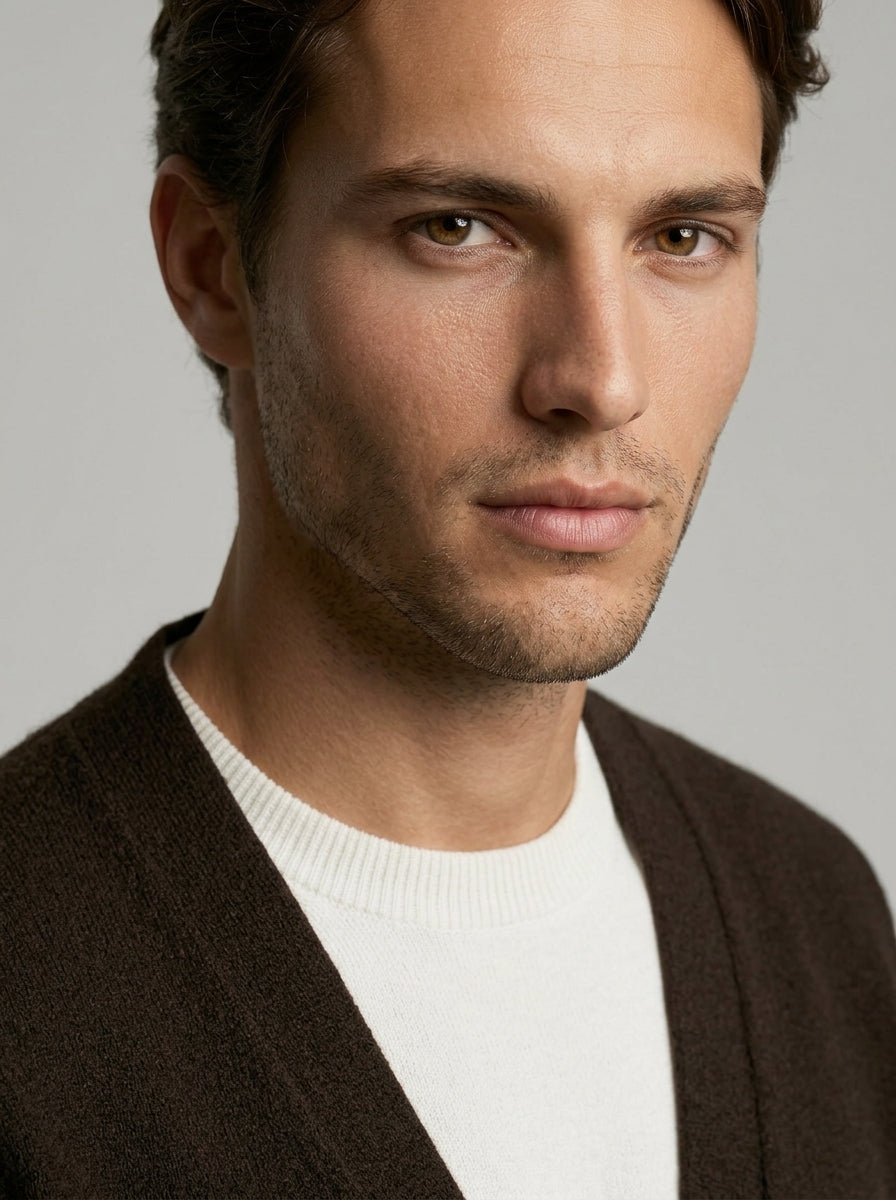 Men's Gauge V Neck Button Through Cardigan