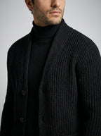 Men's Heavy Rib Knit Shawl Collar Cardigan