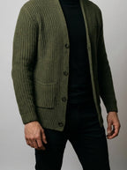 Men's Heavy Rib Knit Shawl Collar Cardigan