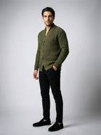 Men's Heavy Rib Knit Shawl Collar Cardigan