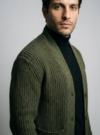 Men's Heavy Rib Knit Shawl Collar Cardigan