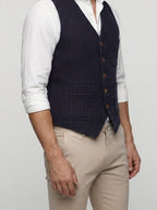 Men's Herringbone Single Breasted Wedding Waistcoat