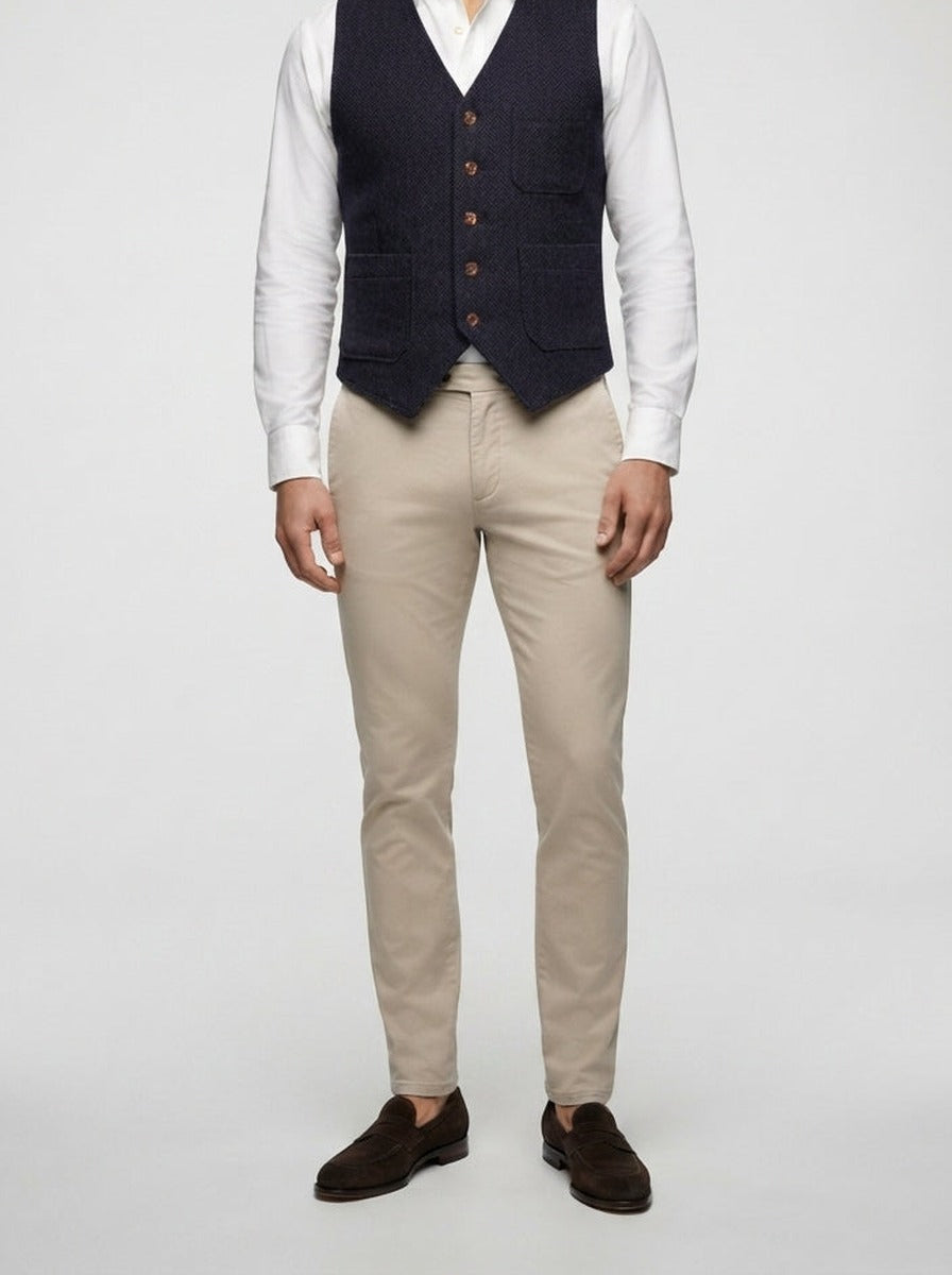Men's Herringbone Single Breasted Wedding Waistcoat