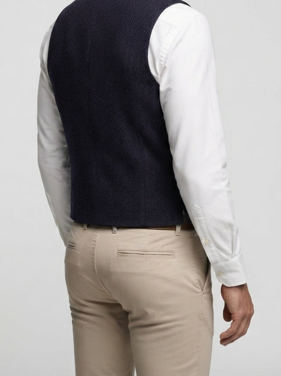 Men's Herringbone Single Breasted Wedding Waistcoat