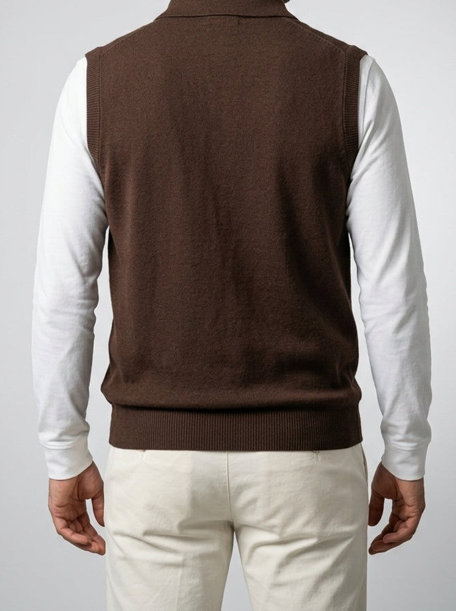Men's Knit Button Front Sleeveless Summer Polo Shirt