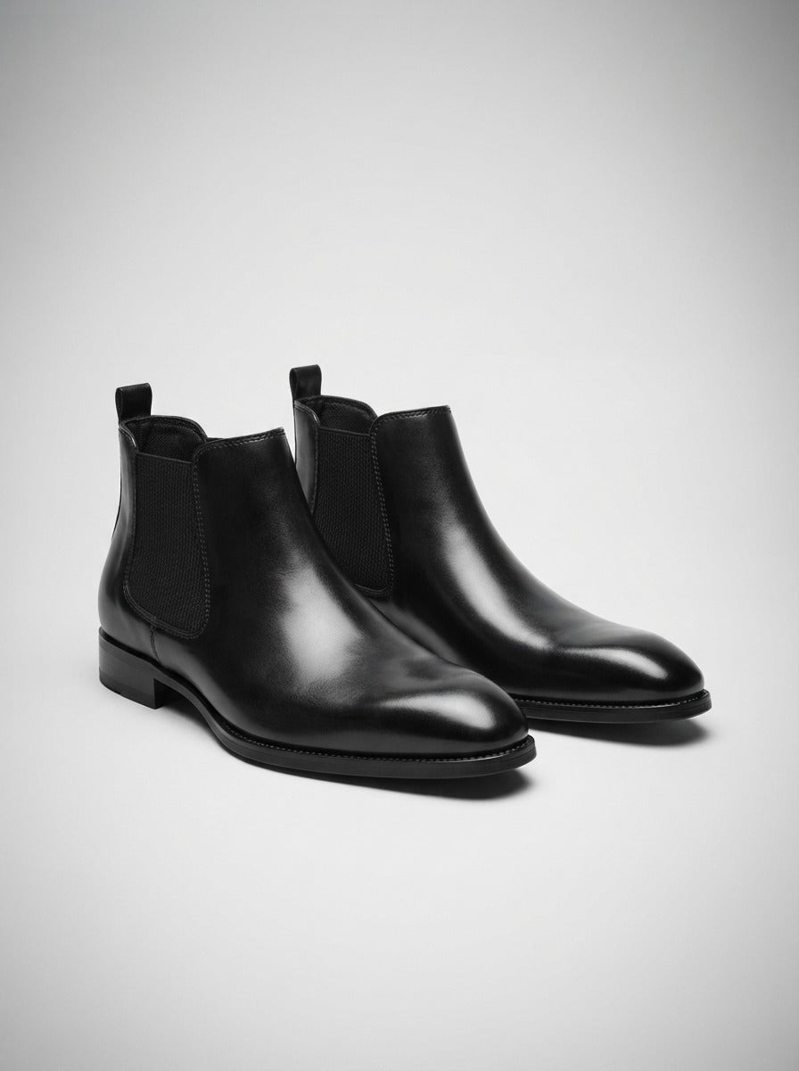 Men's Leather Chelsea Boots with Square Toe
