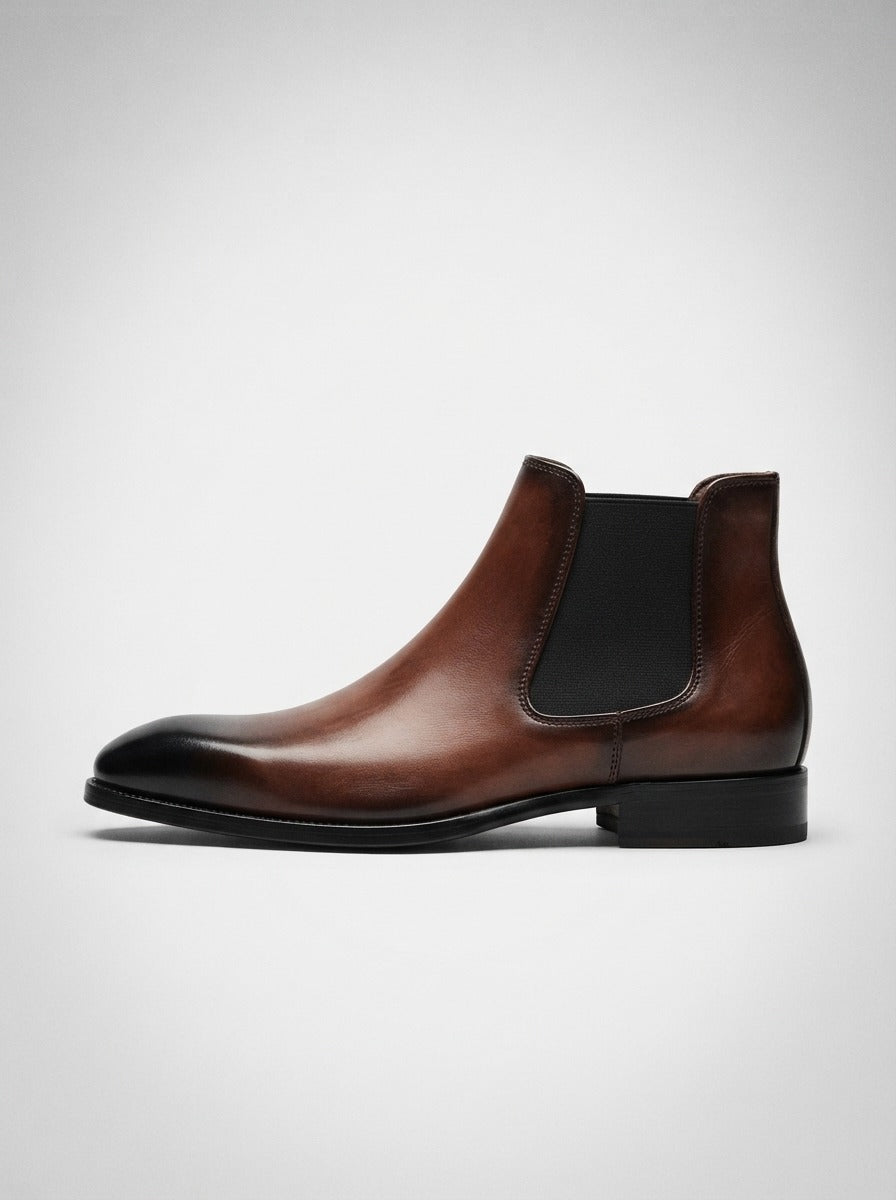 Men's Leather Chelsea Boots with Square Toe