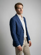 Men's Linen Blend Notch Lapel Two Button Blazer