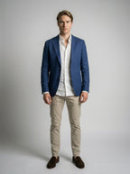 Men's Linen Blend Notch Lapel Two Button Blazer