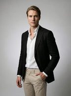 Men's Linen Blend Notch Lapel Two Button Blazer