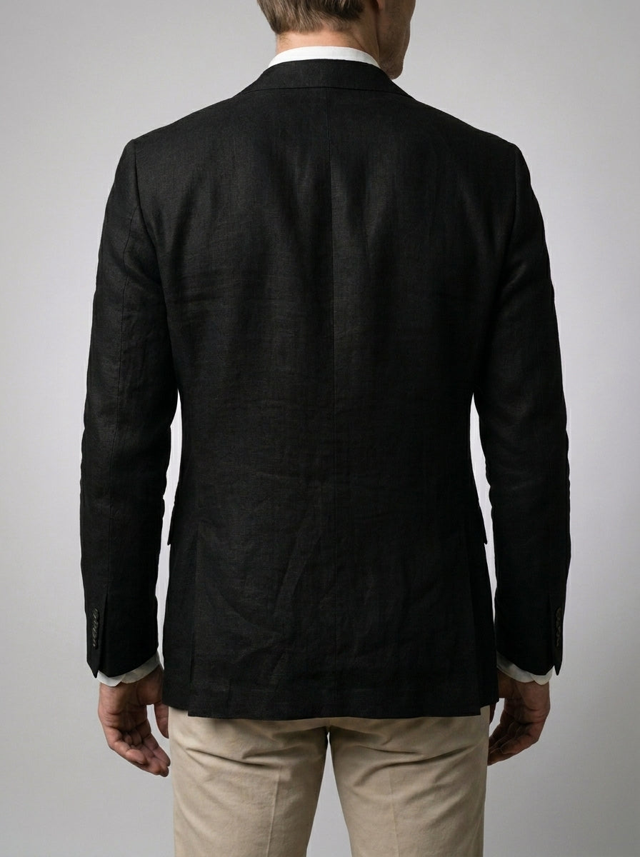 Men's Linen Blend Notch Lapel Two Button Blazer