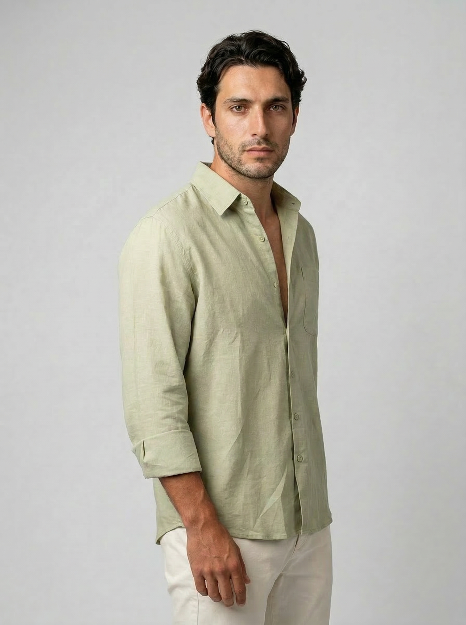 Men's Linen Cotton Camp Collar Shirt