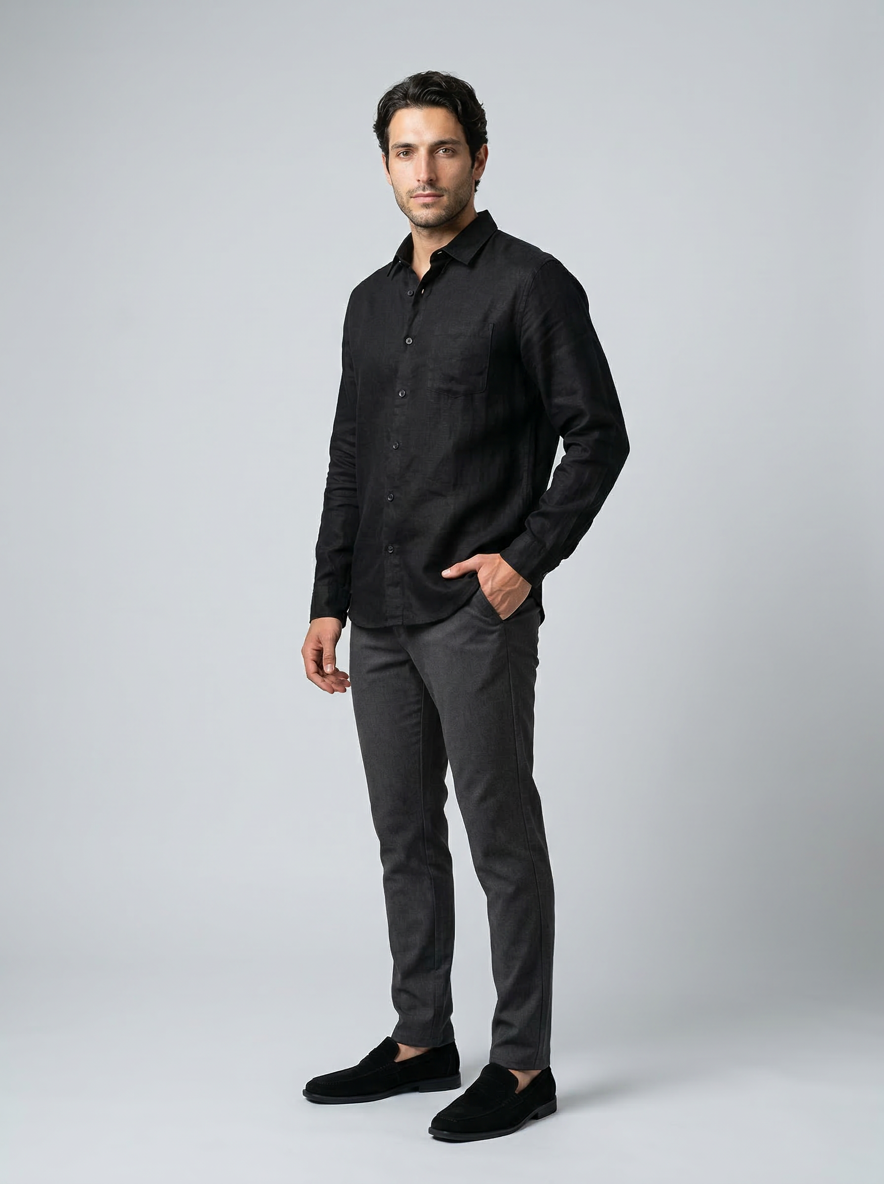 Men's Linen Cotton Camp Collar Shirt