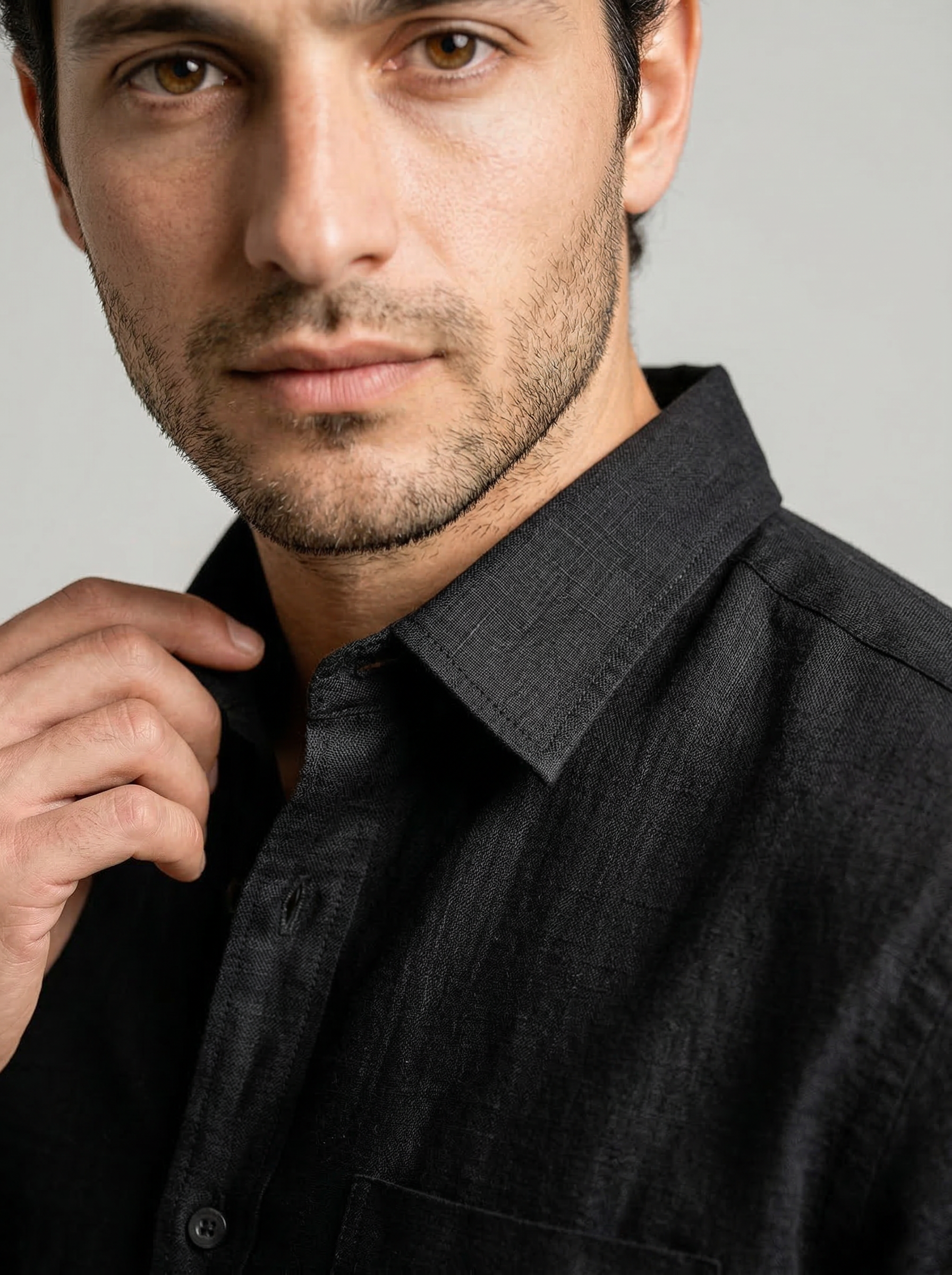 Men's Linen Cotton Camp Collar Shirt