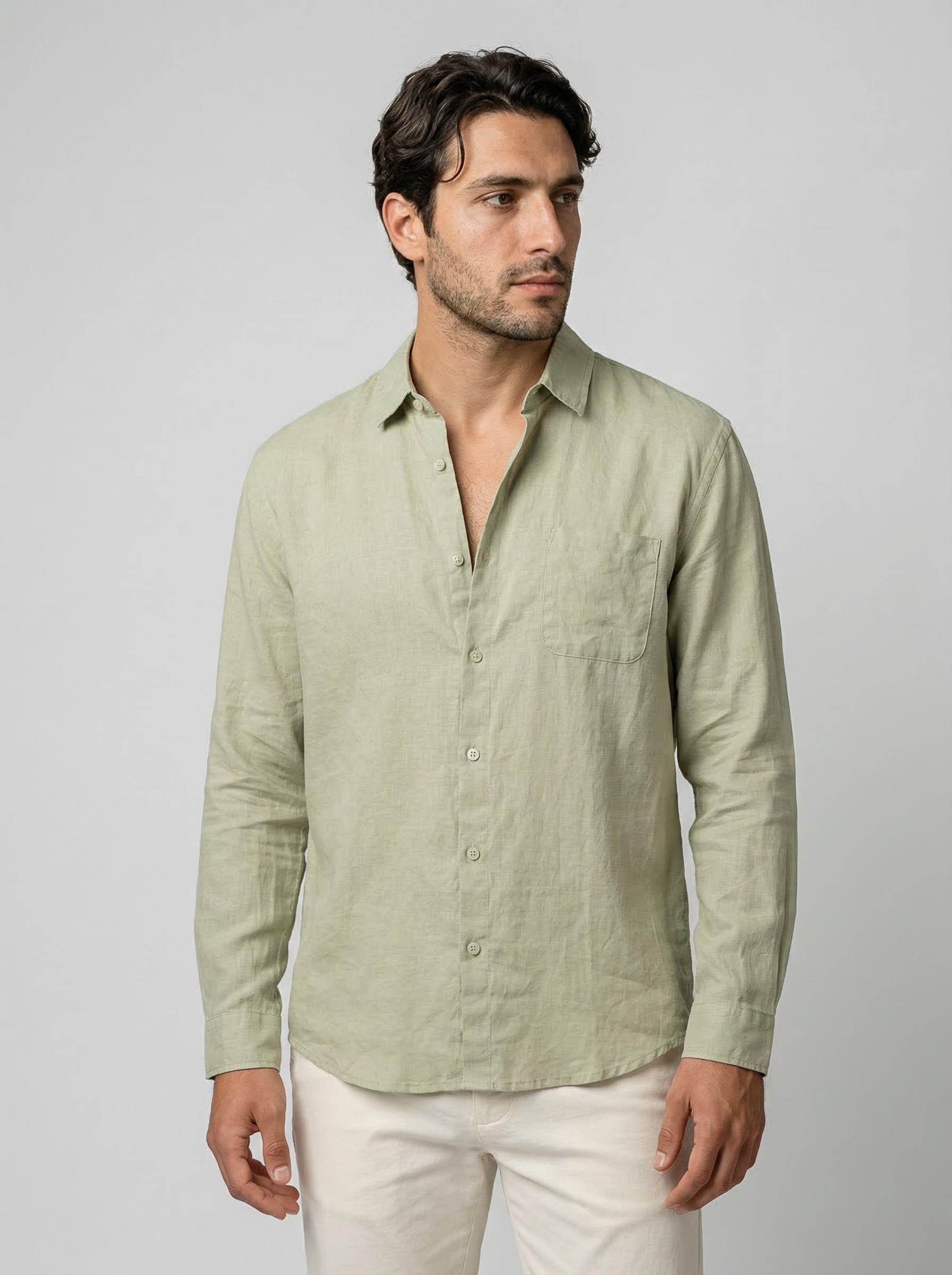 Men's Linen Cotton Camp Collar Shirt
