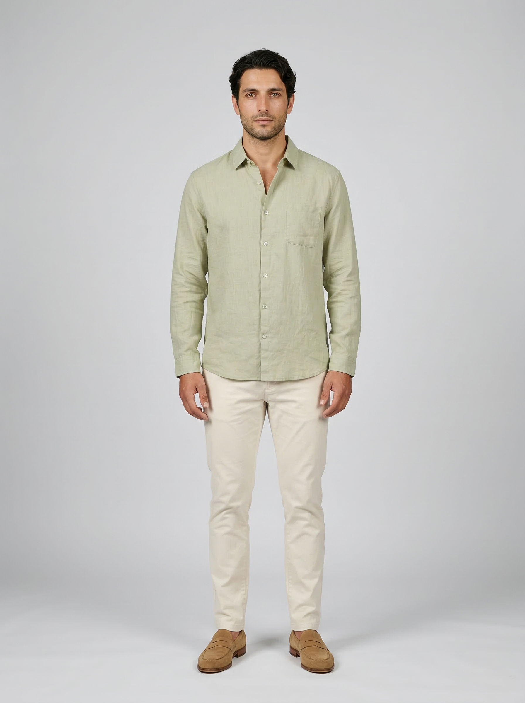 Men's Linen Cotton Camp Collar Shirt