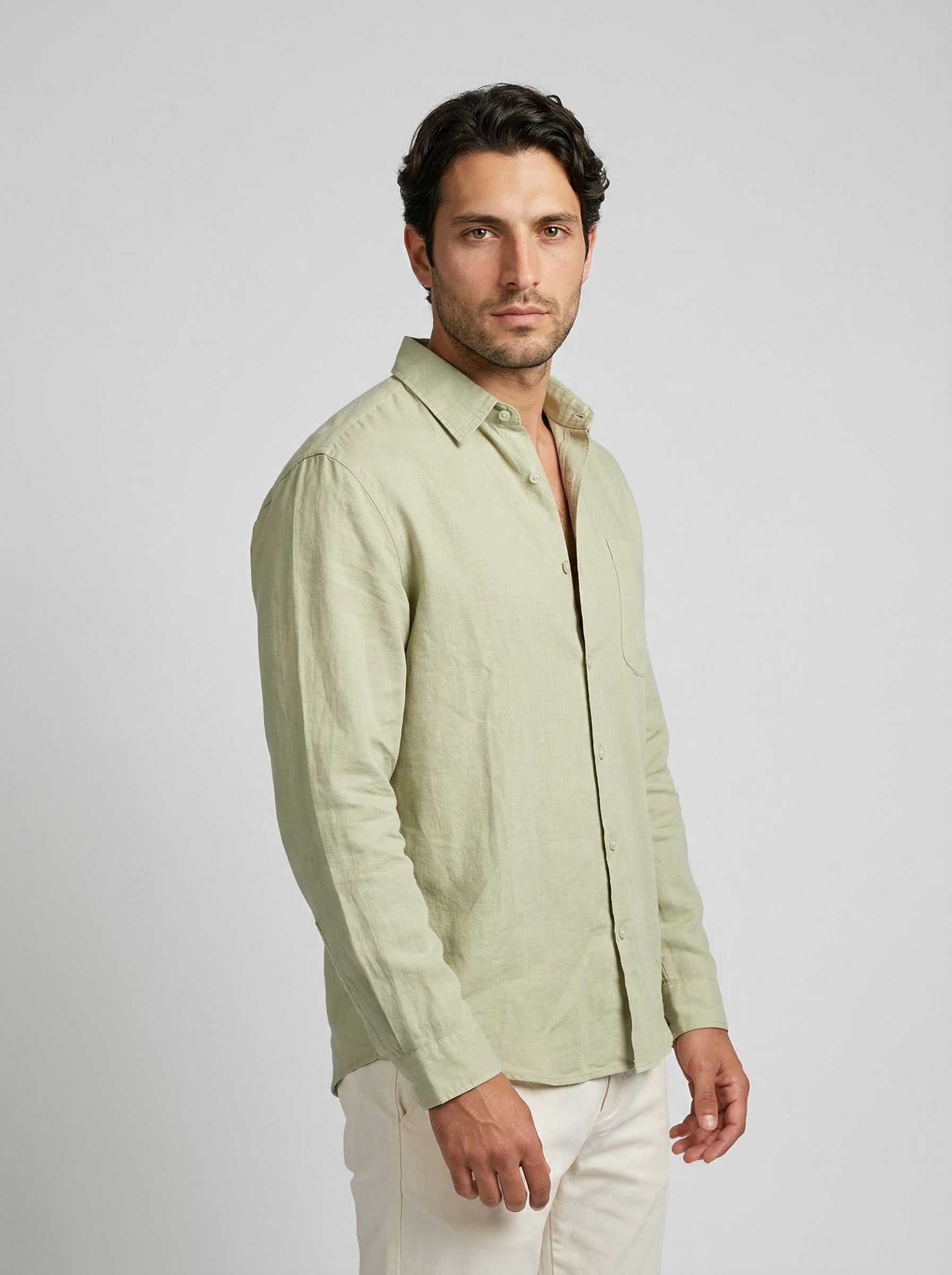 Men's Linen Cotton Camp Collar Shirt