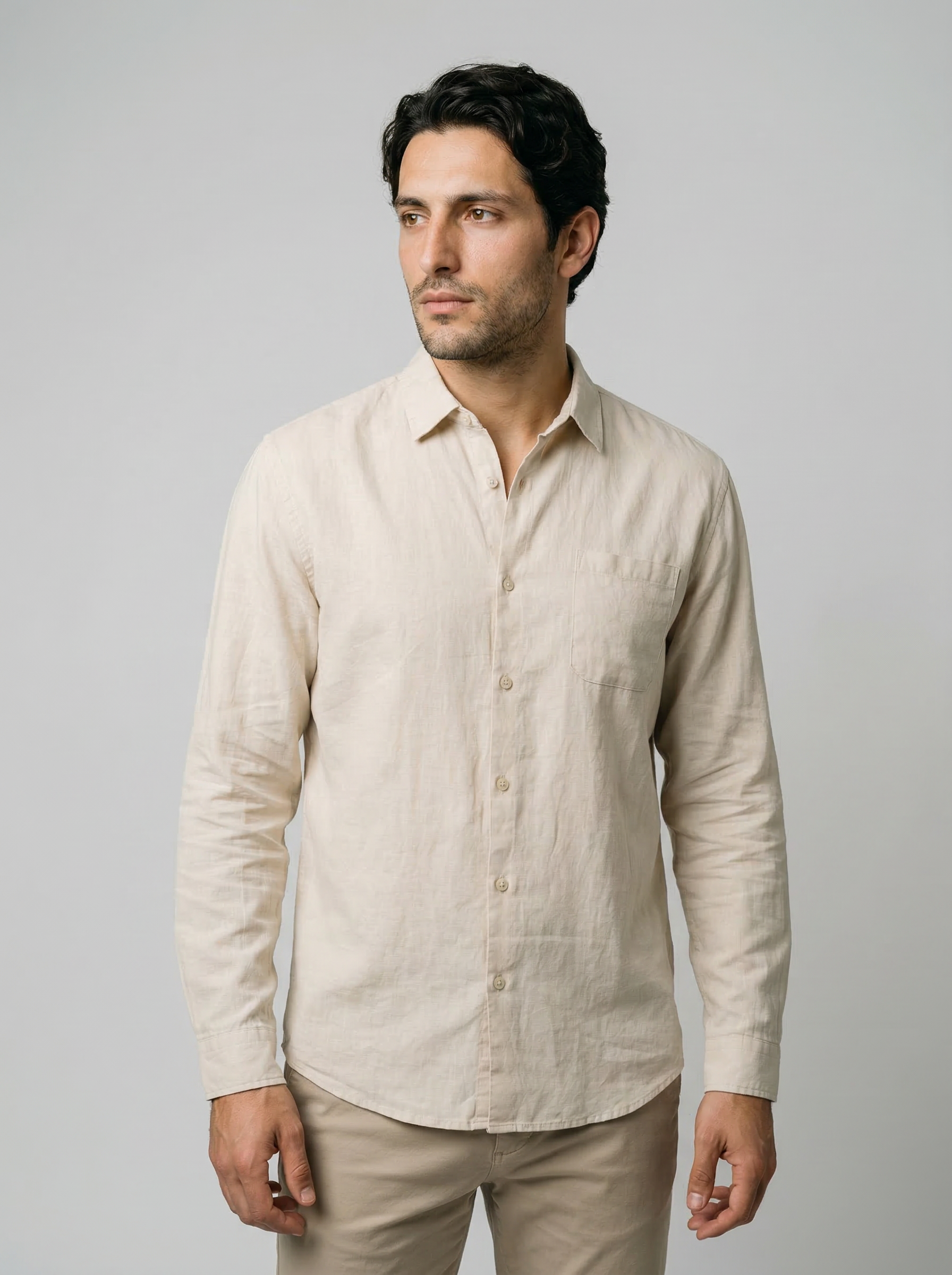 Men's Linen Cotton Camp Collar Shirt