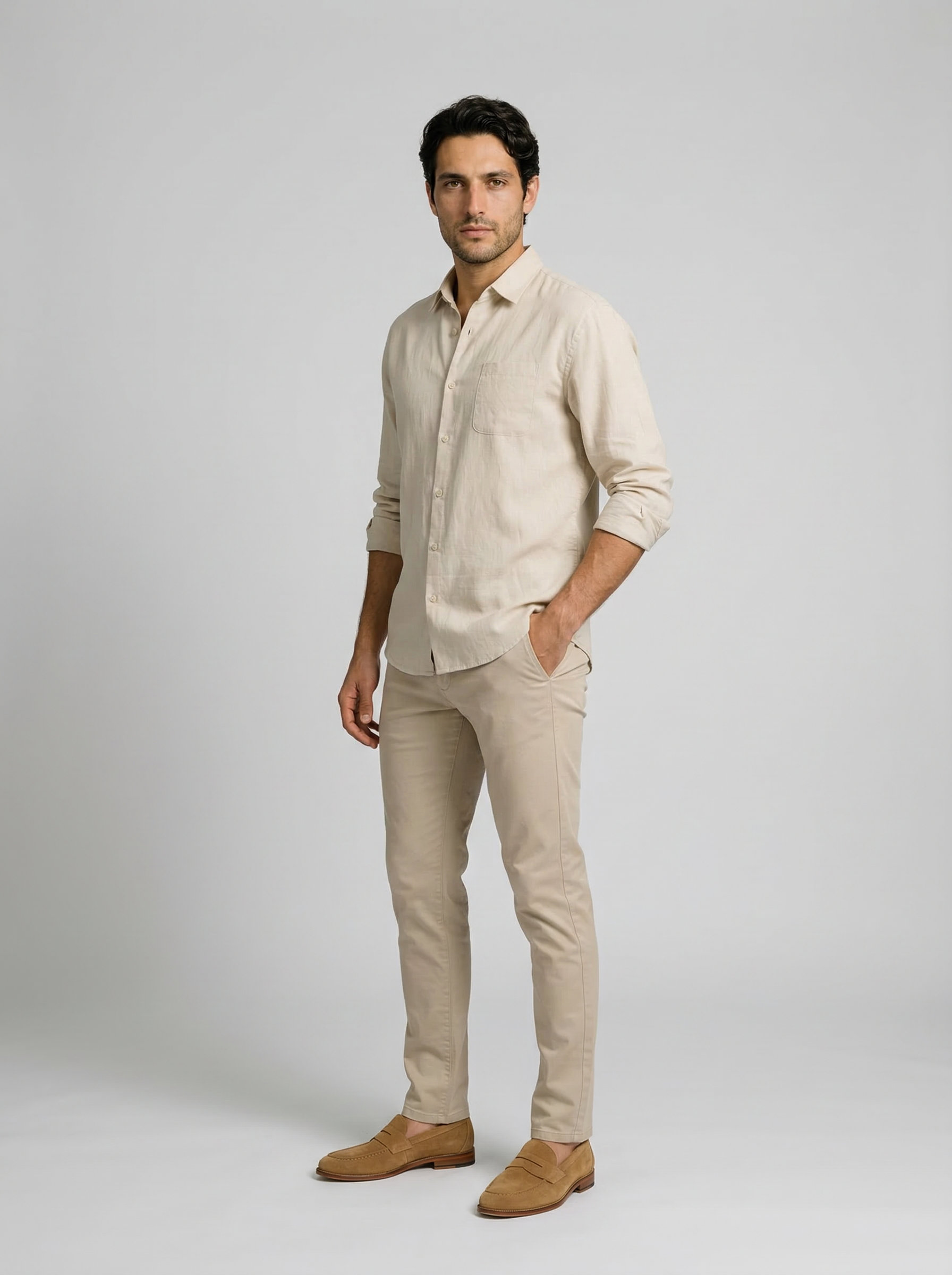 Men's Linen Cotton Camp Collar Shirt