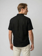 Men's Linen Cotton Camp Collar Short Sleeve Shirt