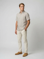Men's Linen Cotton Camp Collar Short Sleeve Shirt
