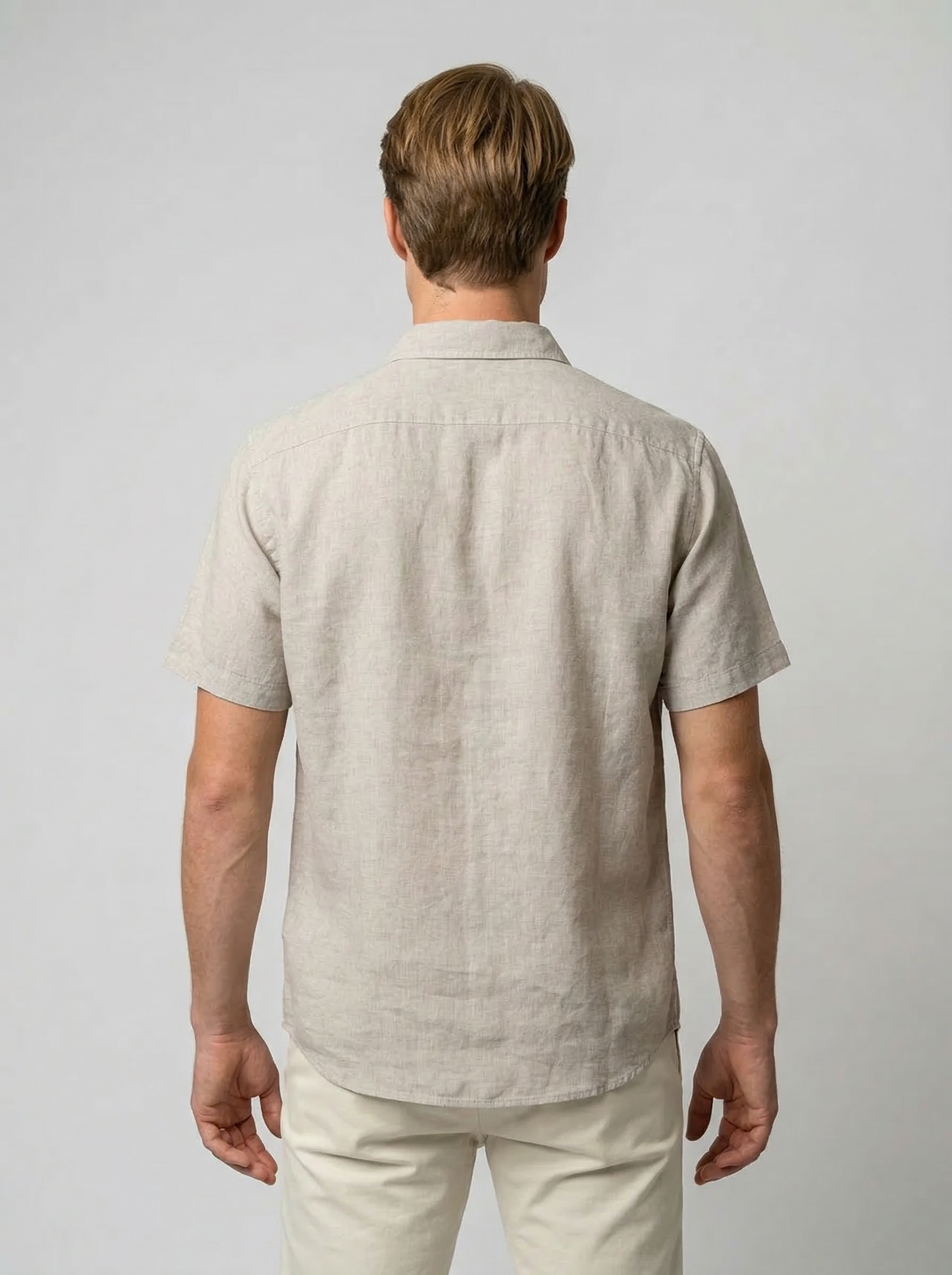 Men's Linen Cotton Camp Collar Short Sleeve Shirt