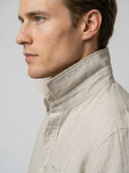 Men's Linen Cotton Camp Collar Short Sleeve Shirt