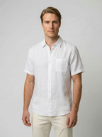 Men's Linen Cotton Camp Collar Short Sleeve Shirt