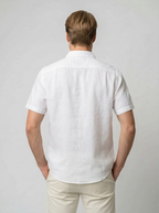 Men's Linen Cotton Camp Collar Short Sleeve Shirt