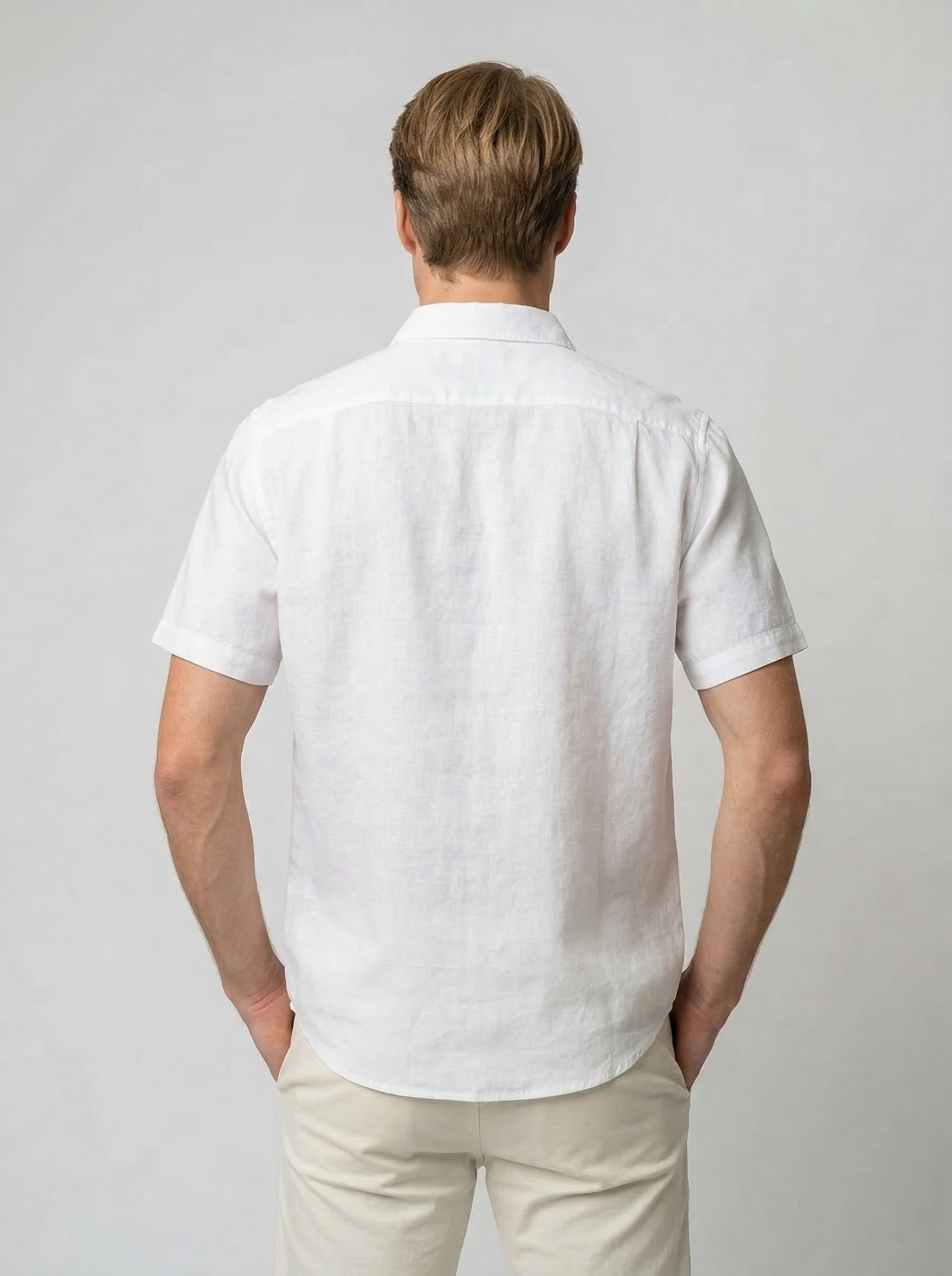 Men's Linen Cotton Camp Collar Short Sleeve Shirt