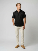 Men's Linen Cotton Camp Collar Short Sleeve Shirt