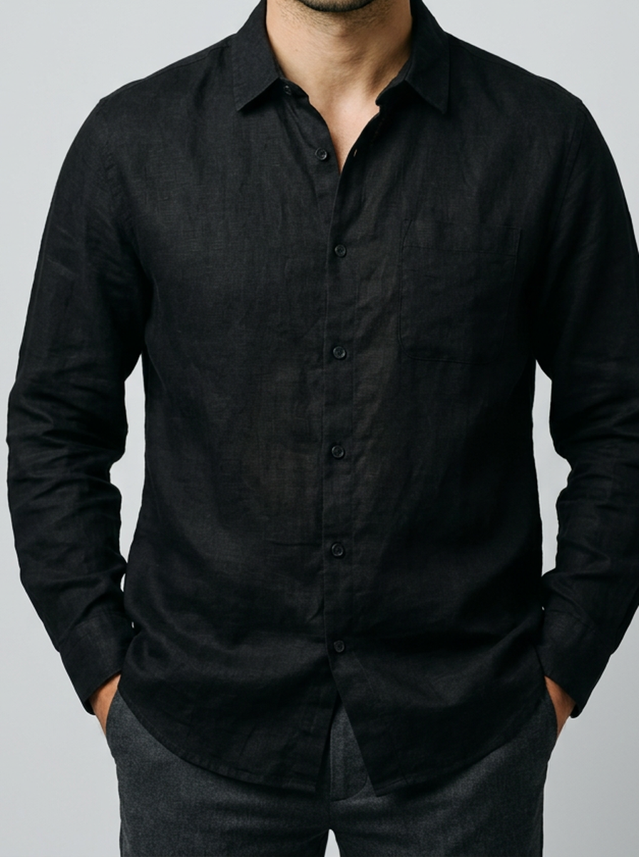 Men's Linen Cotton Camp Collar Short Sleeve Summer Shirt