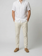 Men's Linen Cotton Camp Collar Short Sleeve Summer Shirt