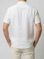 Men's Linen Cotton Camp Collar Short Sleeve Summer Shirt