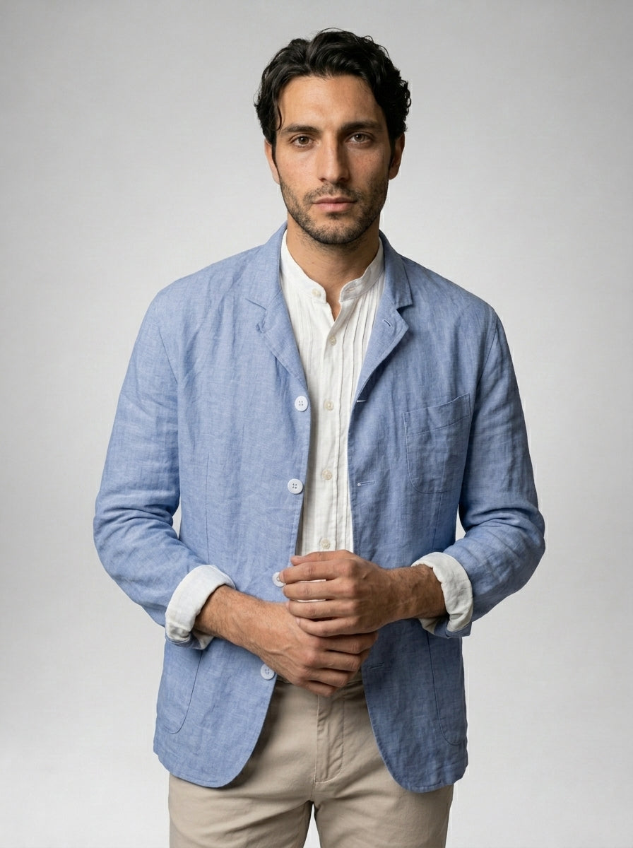 Men's Linen Notch Lapel Jacket