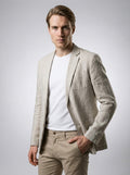 Men's Linen Notch Lapel Patch Pocket Blazer
