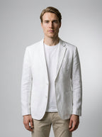 Men's Linen Notch Lapel Patch Pocket Blazer