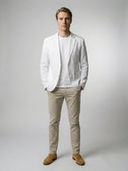 Men's Linen Notch Lapel Patch Pocket Blazer