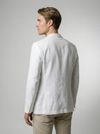 Men's Linen Notch Lapel Patch Pocket Blazer